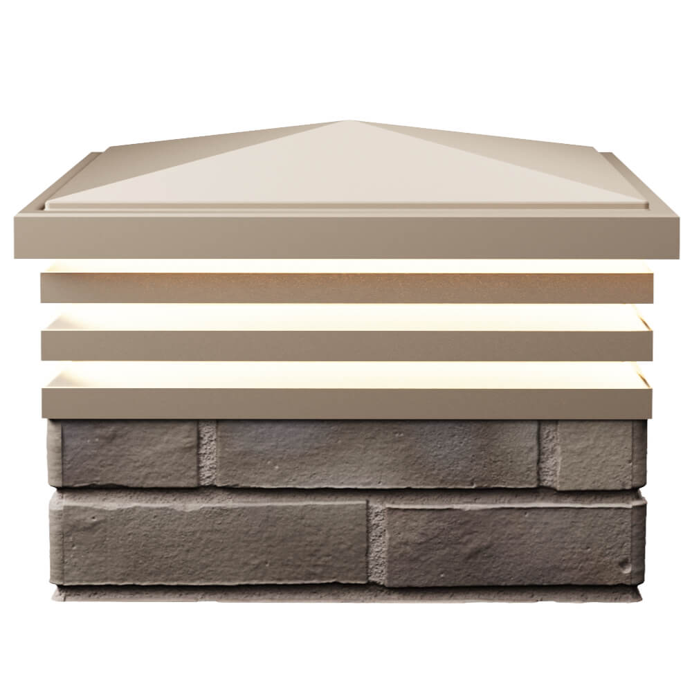 Колпак Zking Бона ХайТек Бежевый на столб 1.5х1.5 кирпича (385х385мм) с подсветкой в Санкт-Петербурге фото