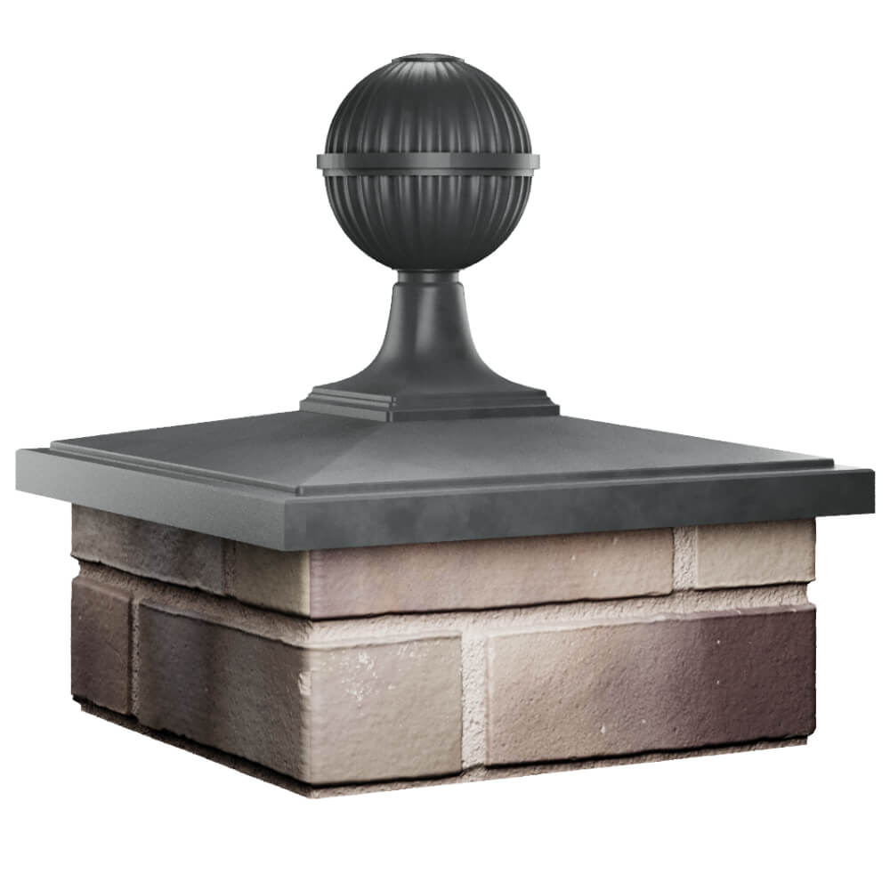 Колпак Zking БонаМоно Серый с шаром на столб 1.5х1.5 кирпича (385х385, 400х400мм) в сборе в Санкт-Петербурге фото