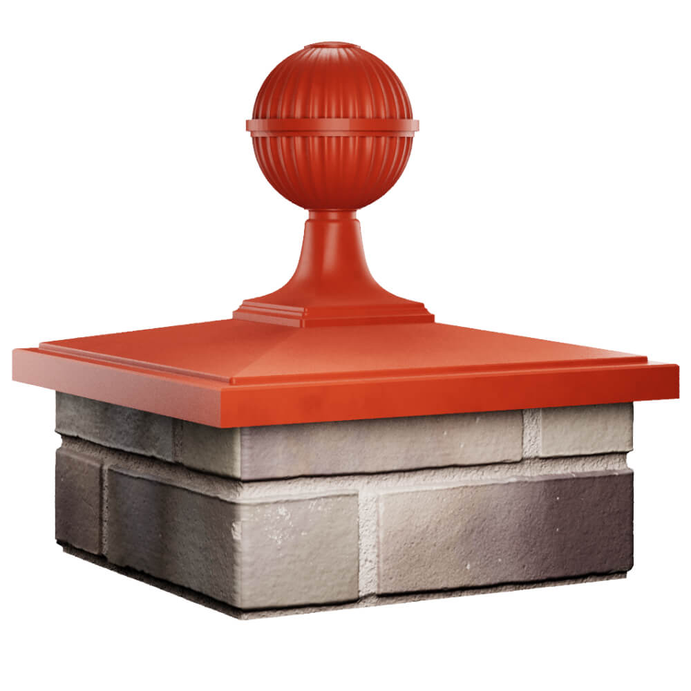 Колпак Zking БонаМоно Красный с шаром на столб 1.5х1.5 кирпича (385х385, 400х400мм) в сборе в Санкт-Петербурге фото