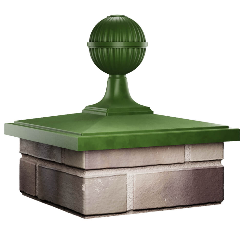 Колпак Zking БонаМоно Зеленый с шаром на столб 1.5х1.5 кирпича (385х385, 400х400мм) в сборе в Санкт-Петербурге фото