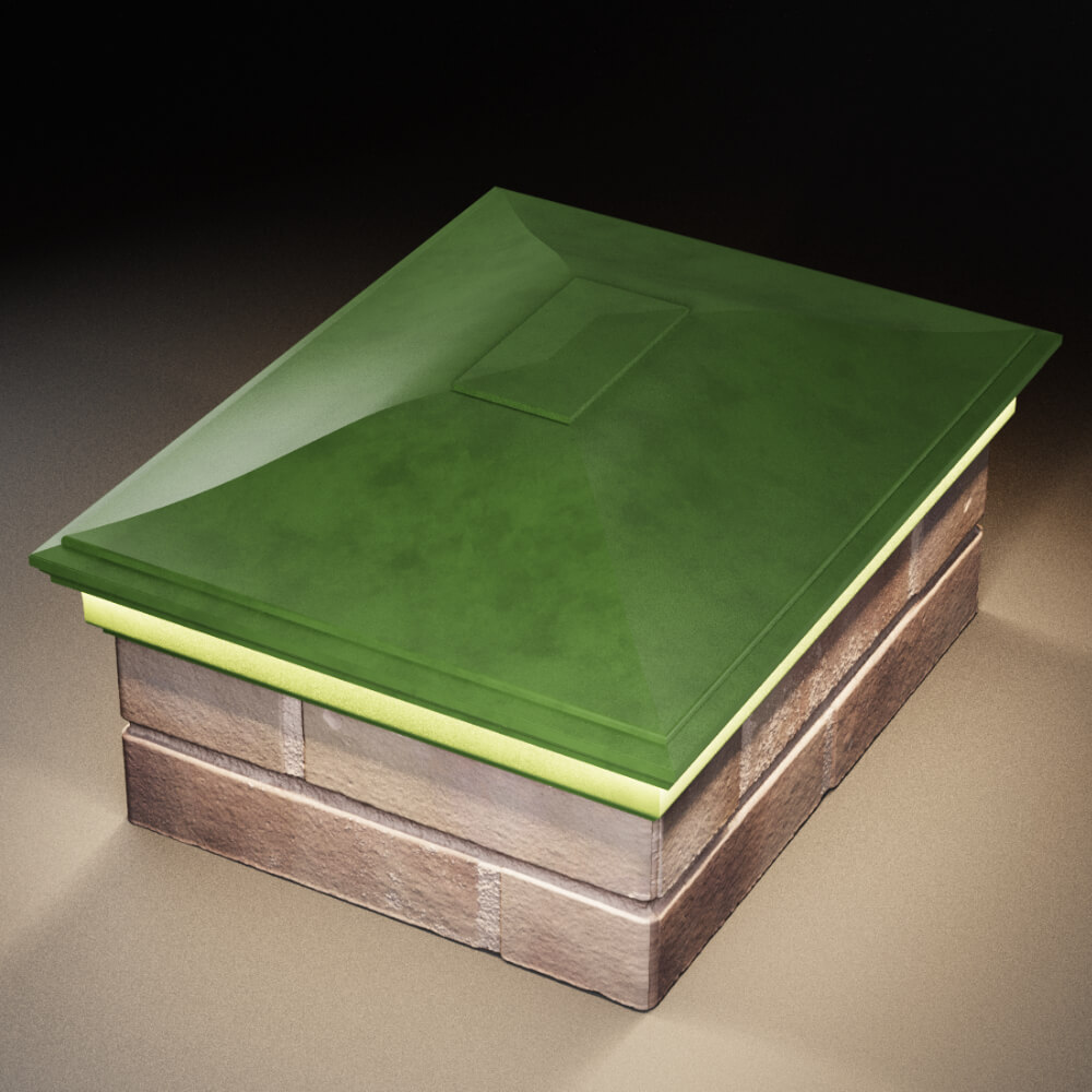 Колпак Zking Монблан Зеленый на столб 2х1.5 кирпича (515х385мм) c подсветкой в Санкт-Петербурге фото