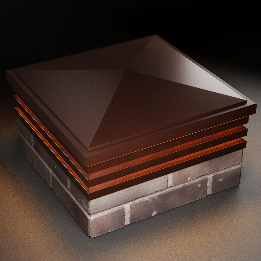 Колпак Zking Бона ХайТек Коричневый на столб 2х2 кирпича (513х513мм) с подсветкой в Санкт-Петербурге фото