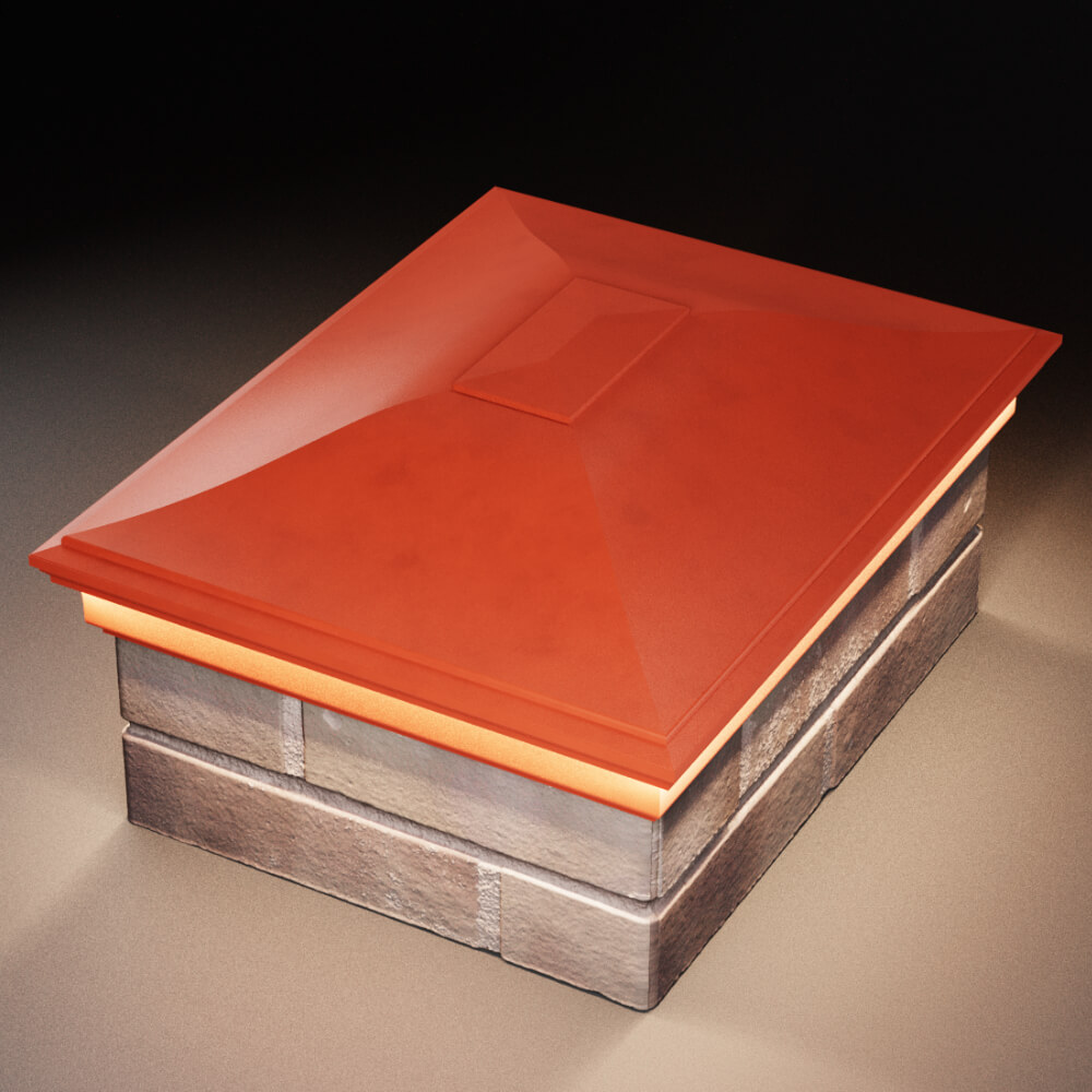 Колпак Zking Монблан Красный на столб 2х1.5 кирпича (515х385мм) c подсветкой в Санкт-Петербурге фото