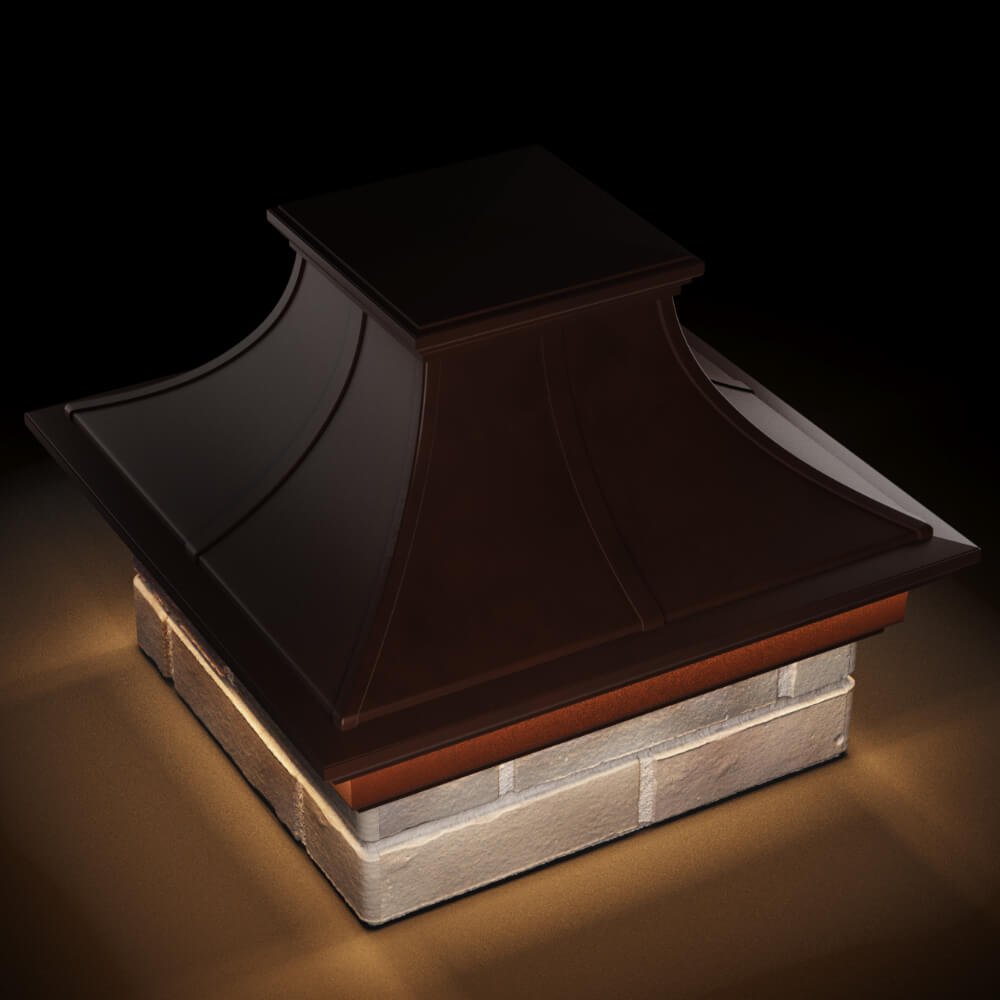 Колпак Zking Монблан Премиум Коричневый на столб 1.5х1.5 кирпича (385х385мм) с подсветкой в Санкт-Петербурге фото