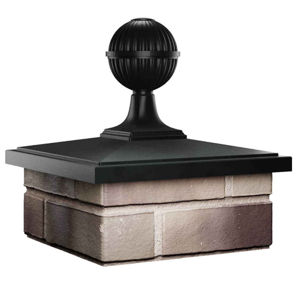 Колпак Zking БонаМоно Черный с шаром на столб 1.5х1.5 кирпича (385х385, 400х400мм) в сборе в Санкт-Петербурге фото