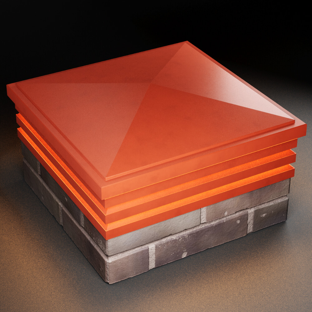 Колпак Zking Бона ХайТек Красный на столб 2х2 кирпича (513х513мм) с подсветкой в Санкт-Петербурге фото