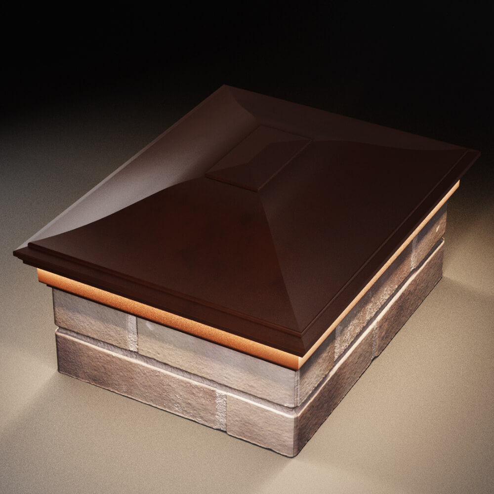 Колпак Zking Монблан Коричневый на столб 2х1.5 кирпича (515х385мм) c подсветкой в Санкт-Петербурге фото