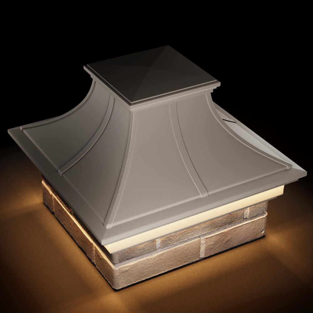 Колпак Zking Монблан Премиум Бежевый на столб 1.5х1.5 кирпича (385х385мм) с подсветкой в Санкт-Петербурге фото