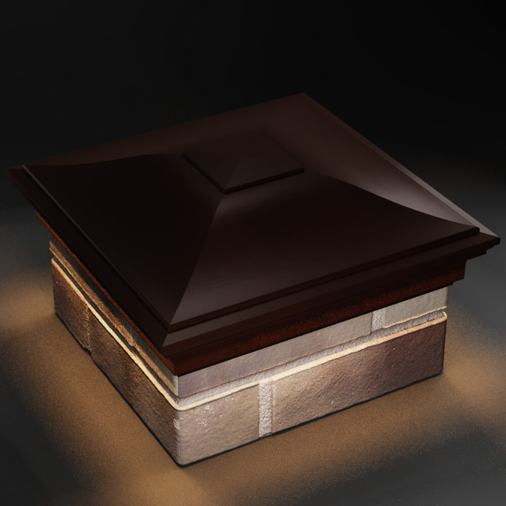 Колпак Zking Монблан Коричневый на столб 1.5х1.5 кирпича (385х385мм) с подсветкой в Санкт-Петербурге фото