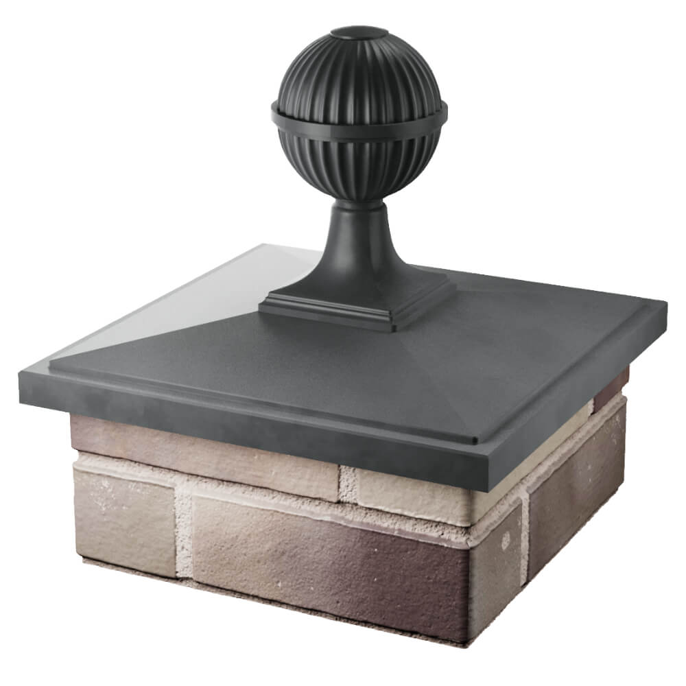 Колпак Zking БонаМоно Серый с шаром на столб 1.5х1.5 кирпича (385х385, 400х400мм) в сборе в Санкт-Петербурге фото
