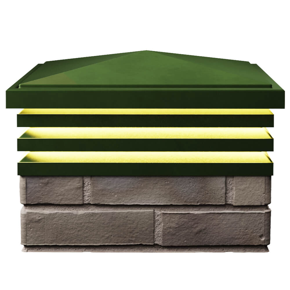 Колпак Zking Бона ХайТек Зеленый на столб 1.5х1.5 кирпича (385х385мм) с подсветкой в Санкт-Петербурге фото