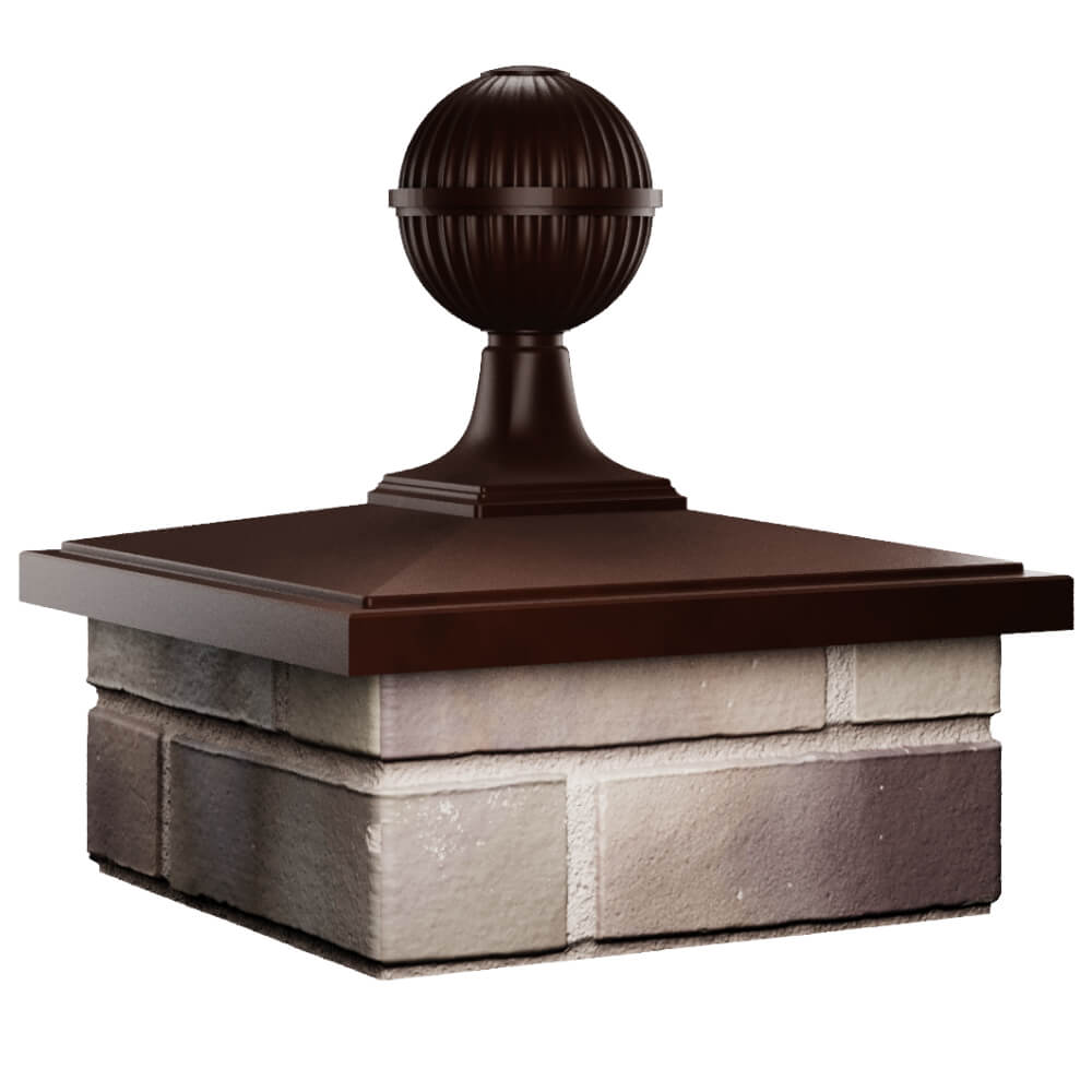 Колпак Zking БонаМоно Коричневый с шаром на столб 1.5х1.5 кирпича (385х385, 400х400мм) в сборе в Санкт-Петербурге фото