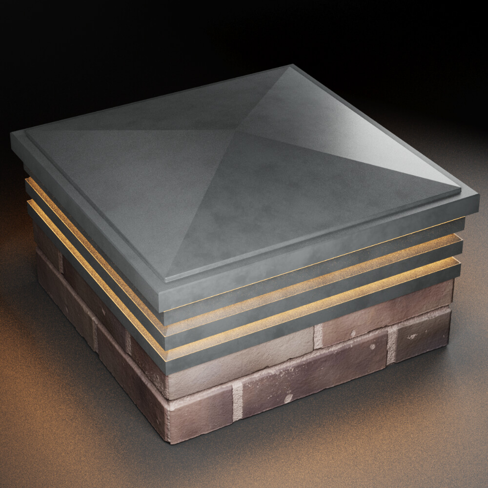 Колпак Zking Бона ХайТек Серый на столб 2х2 кирпича (513х513мм) с подсветкой в Санкт-Петербурге фото