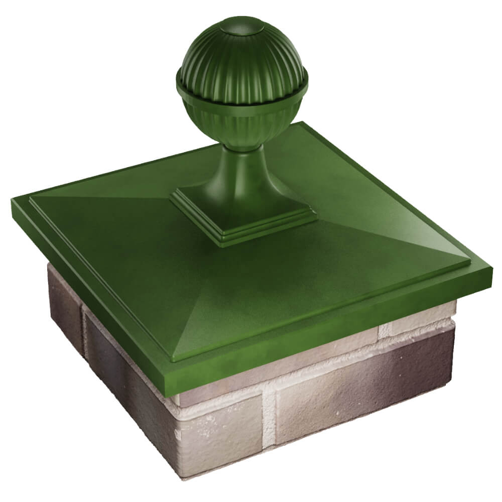 Колпак Zking БонаМоно Зеленый с шаром на столб 1.5х1.5 кирпича (385х385, 400х400мм) в сборе в Санкт-Петербурге фото