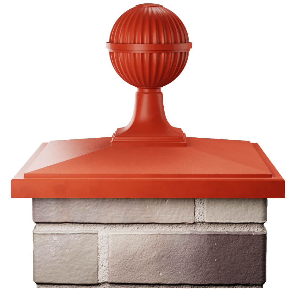 Колпак Zking БонаМоно Красный с шаром на столб 1.5х1.5 кирпича (385х385, 400х400мм) в сборе Санкт-Петербург фото