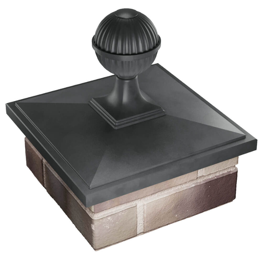 Колпак Zking БонаМоно Серый с шаром на столб 1.5х1.5 кирпича (385х385, 400х400мм) в сборе в Санкт-Петербурге фото