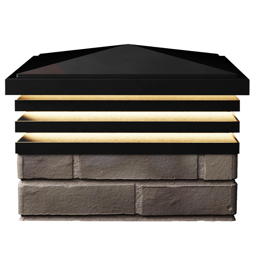 Колпак Zking Бона ХайТек Черный на столб 1.5х1.5 кирпича (385х385мм) с подсветкой в Санкт-Петербурге фото