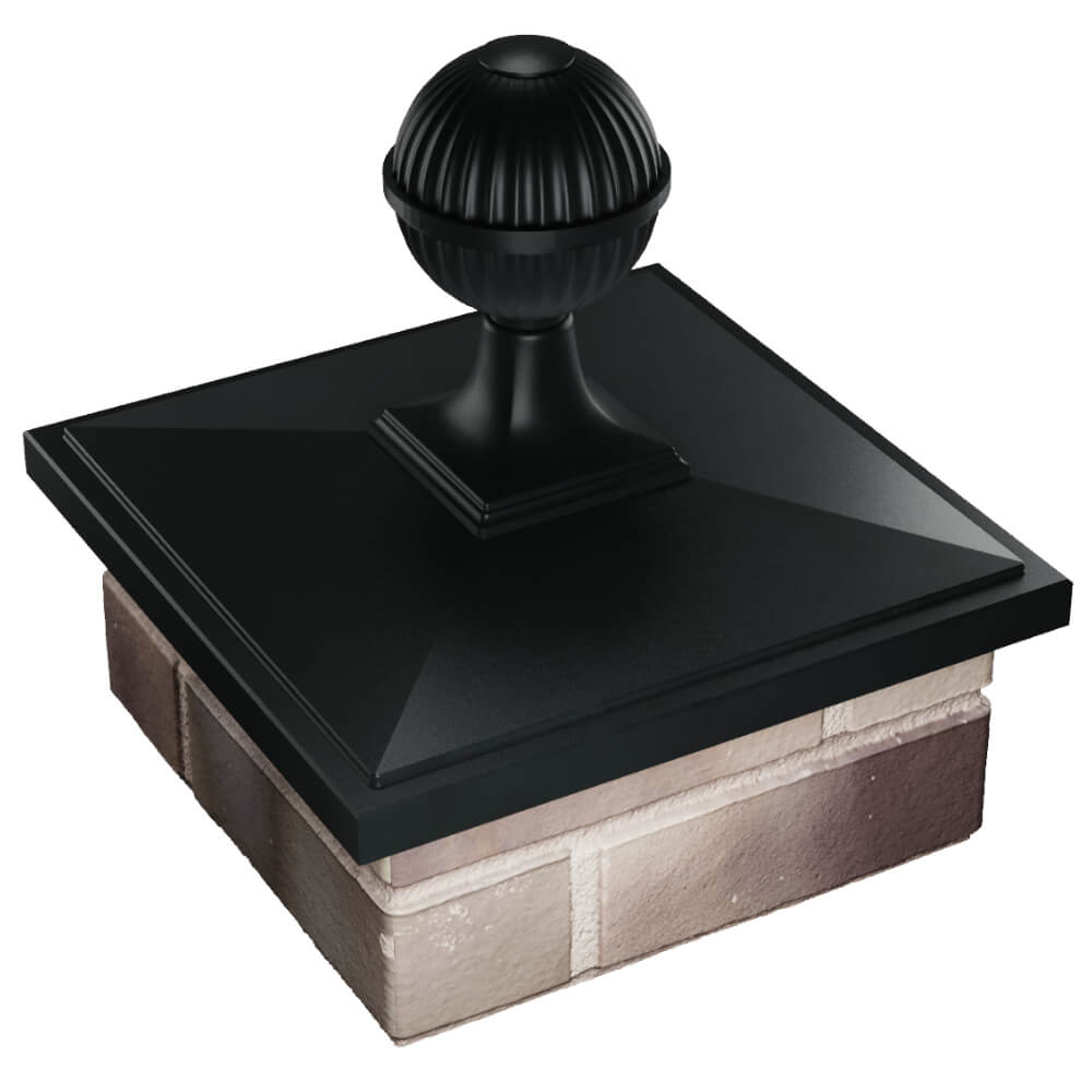 Колпак Zking БонаМоно Черный с шаром на столб 1.5х1.5 кирпича (385х385, 400х400мм) в сборе в Санкт-Петербурге фото