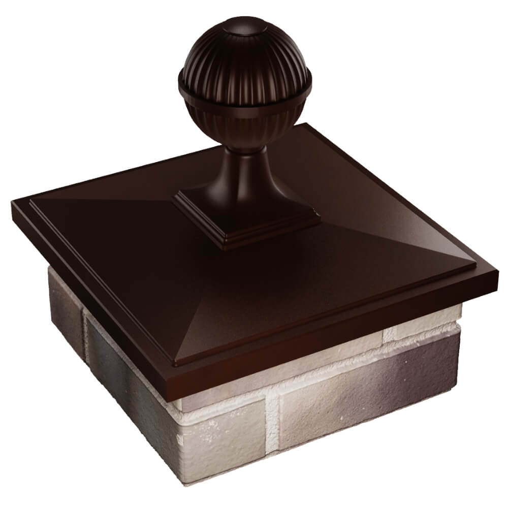 Колпак Zking БонаМоно Коричневый с шаром на столб 1.5х1.5 кирпича (385х385, 400х400мм) в сборе в Санкт-Петербурге фото