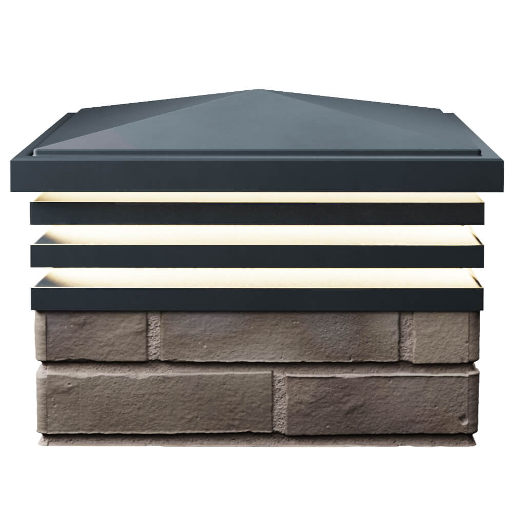 Колпак Zking Бона ХайТек Серый на столб 1.5х1.5 кирпича (385х385мм) с подсветкой в Санкт-Петербурге фото