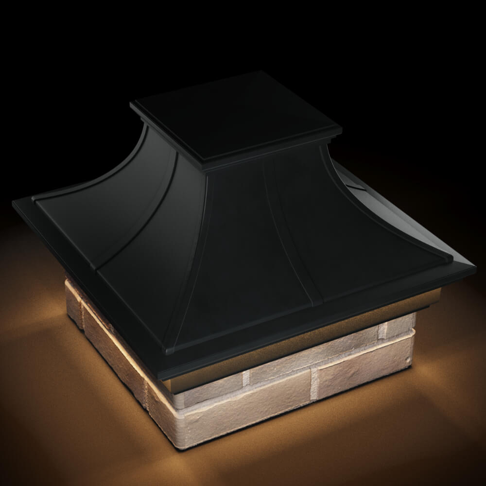 Колпак Zking Монблан Премиум Черный на столб 1.5х1.5 кирпича (385х385мм) с подсветкой в Санкт-Петербурге фото