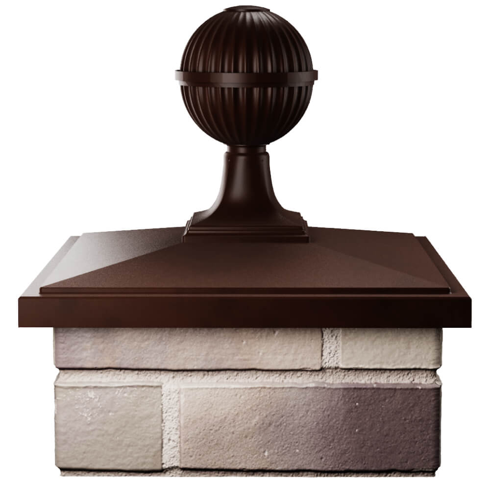 Колпак Zking БонаМоно Коричневый с шаром на столб 1.5х1.5 кирпича (385х385, 400х400мм) в сборе Санкт-Петербург фото
