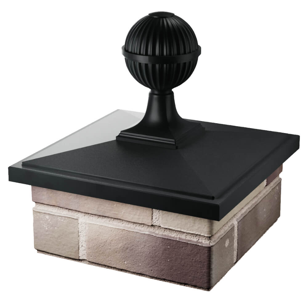 Колпак Zking БонаМоно Черный с шаром на столб 1.5х1.5 кирпича (385х385, 400х400мм) в сборе в Санкт-Петербурге фото