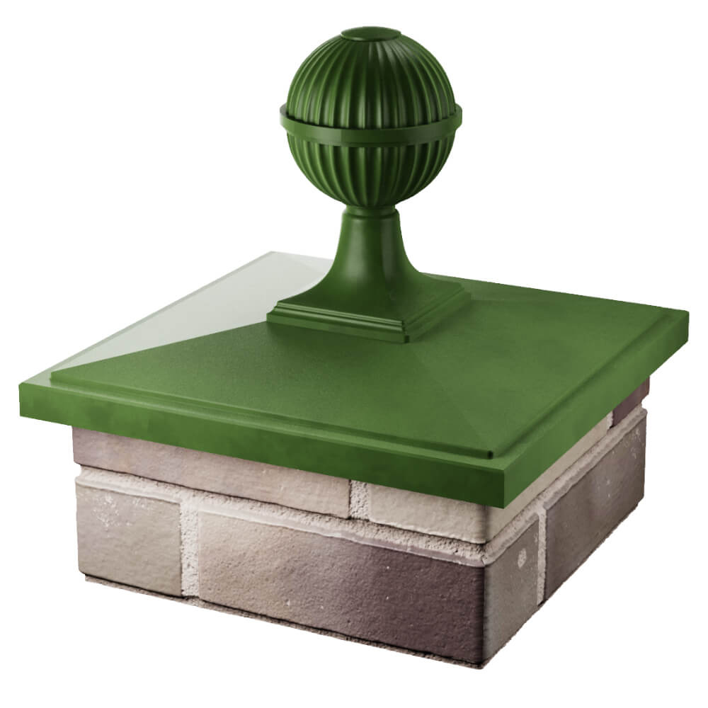 Колпак Zking БонаМоно Зеленый с шаром на столб 1.5х1.5 кирпича (385х385, 400х400мм) в сборе в Санкт-Петербурге фото