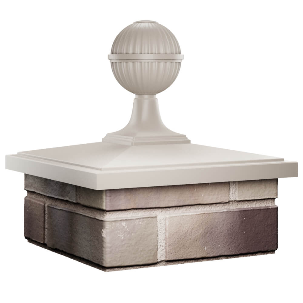 Колпак Zking БонаМоно Бежевый с шаром на столб 1.5х1.5 кирпича (385х385, 400х400мм) в сборе в Санкт-Петербурге фото