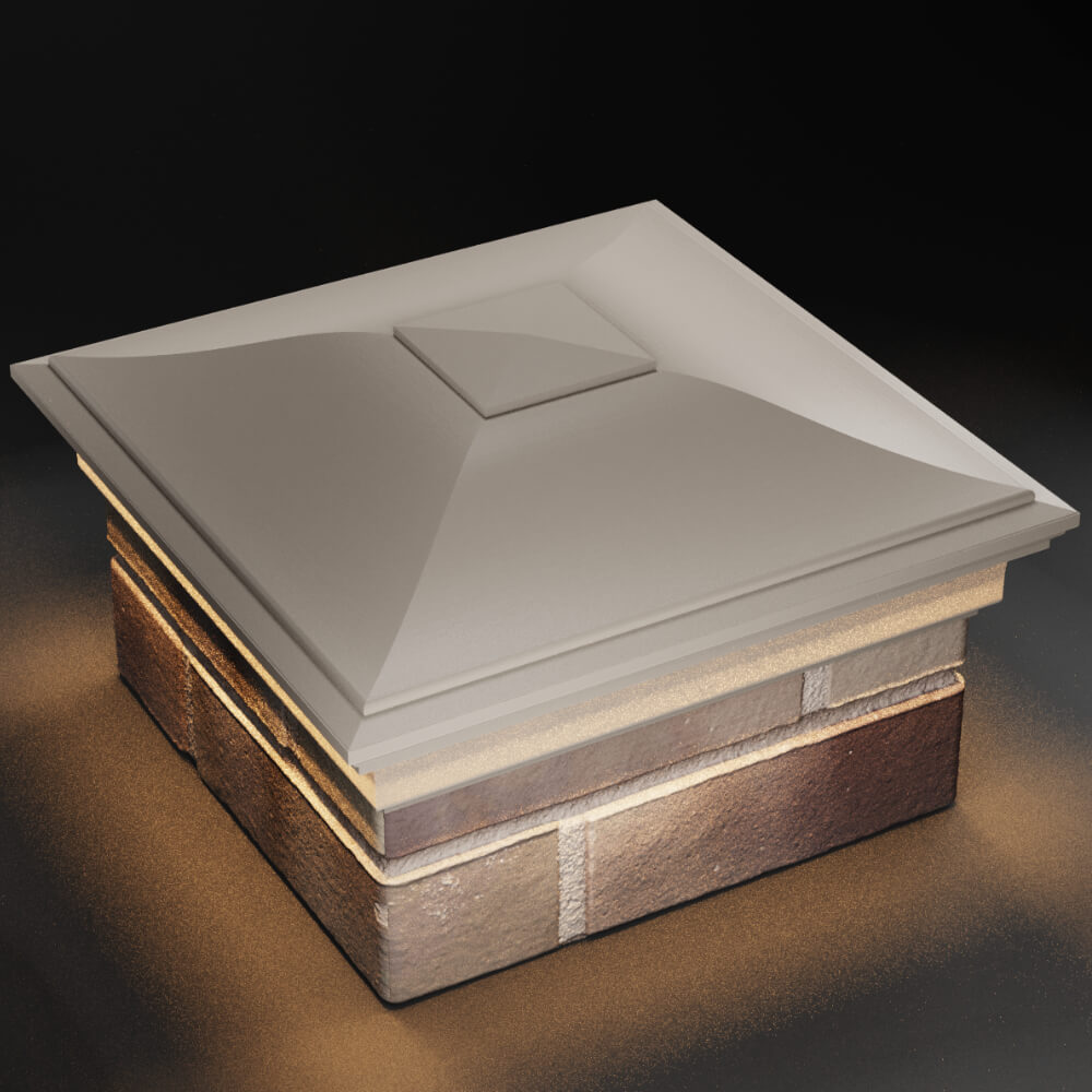 Колпак Zking Монблан Бежевый на столб 1.5х1.5 кирпича (385х385мм) с подсветкой в Санкт-Петербурге фото