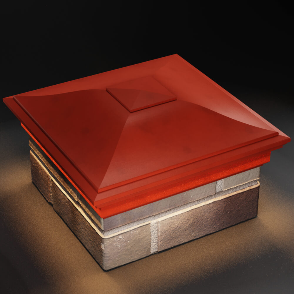 Колпак Zking Монблан Красный на столб 1.5х1.5 кирпича (385х385мм) с подсветкой в Санкт-Петербурге фото