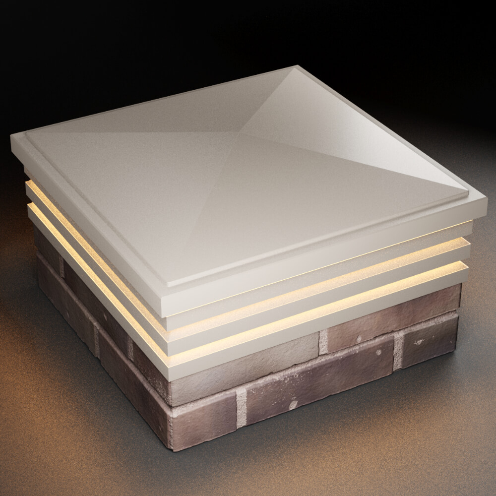 Колпак Zking Бона ХайТек Бежевый на столб 2х2 кирпича (513х513мм) с подсветкой в Санкт-Петербурге фото