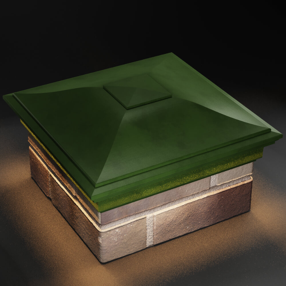 Колпак Zking Монблан Зеленый на столб 1.5х1.5 кирпича (385х385мм) с подсветкой в Санкт-Петербурге фото