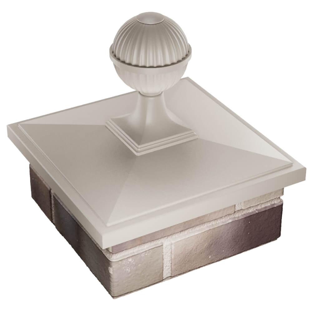 Колпак Zking БонаМоно Бежевый с шаром на столб 1.5х1.5 кирпича (385х385, 400х400мм) в сборе в Санкт-Петербурге фото