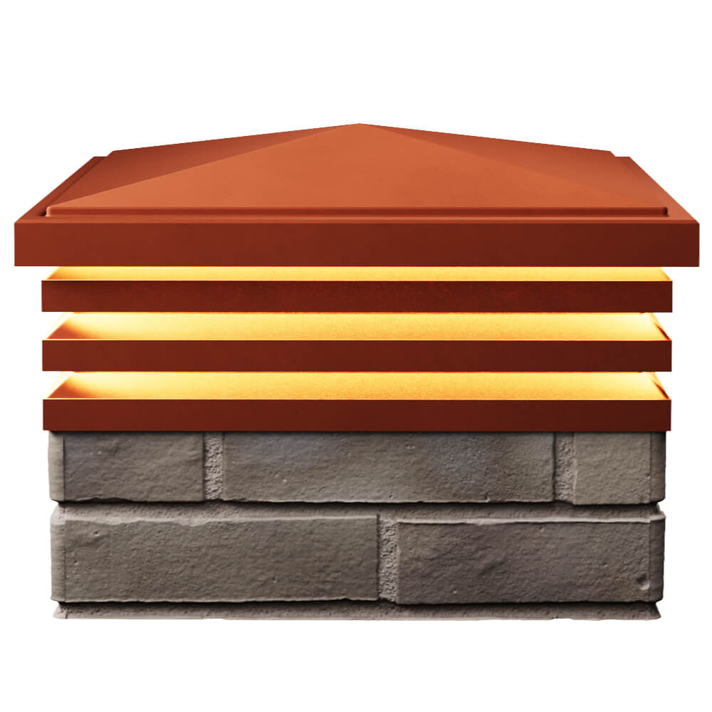 Колпак Zking Бона ХайТек Красный на столб 1.5х1.5 кирпича (385х385мм) с подсветкой в Санкт-Петербурге фото