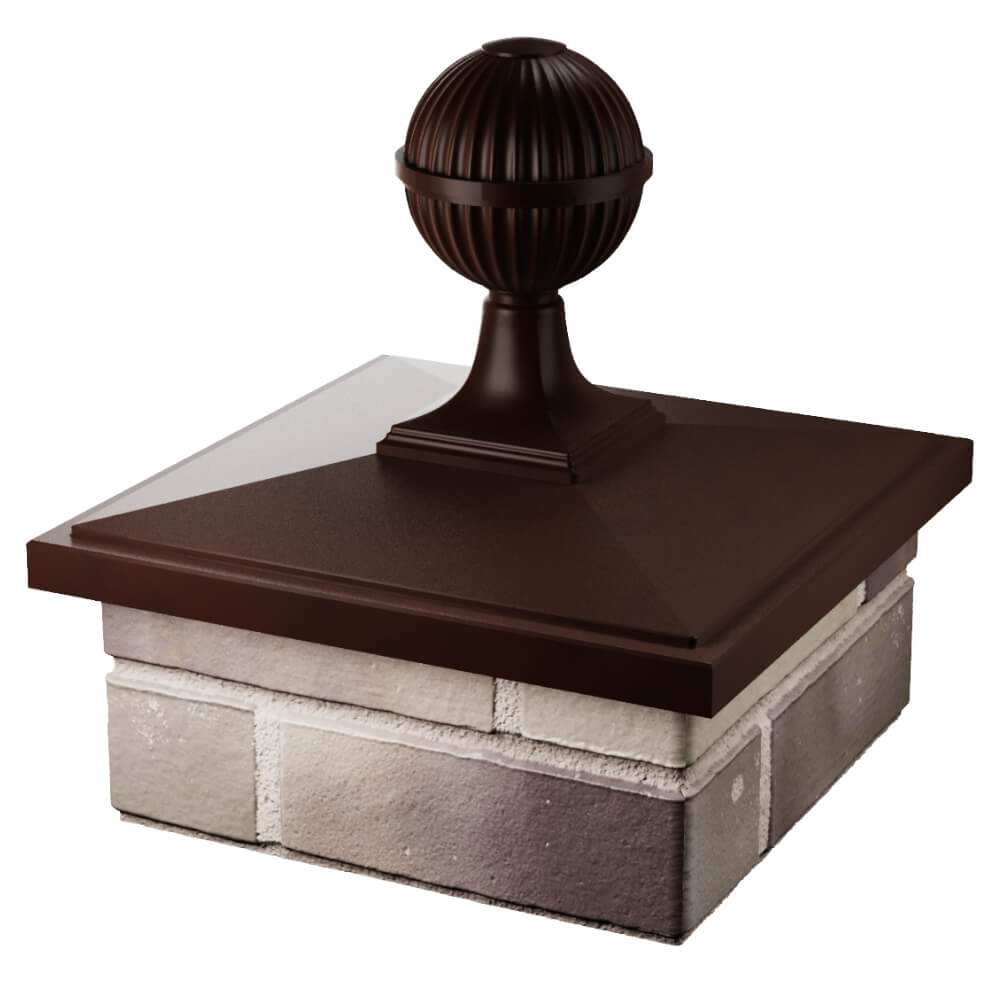 Колпак Zking БонаМоно Коричневый с шаром на столб 1.5х1.5 кирпича (385х385, 400х400мм) в сборе в Санкт-Петербурге фото