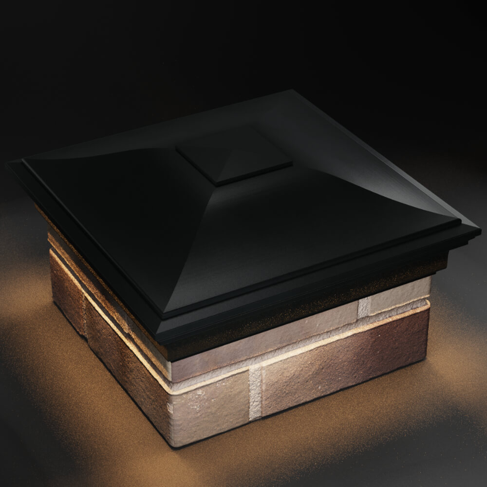 Колпак Zking Монблан Черный на столб 1.5х1.5 кирпича (385х385мм) с подсветкой в Санкт-Петербурге фото