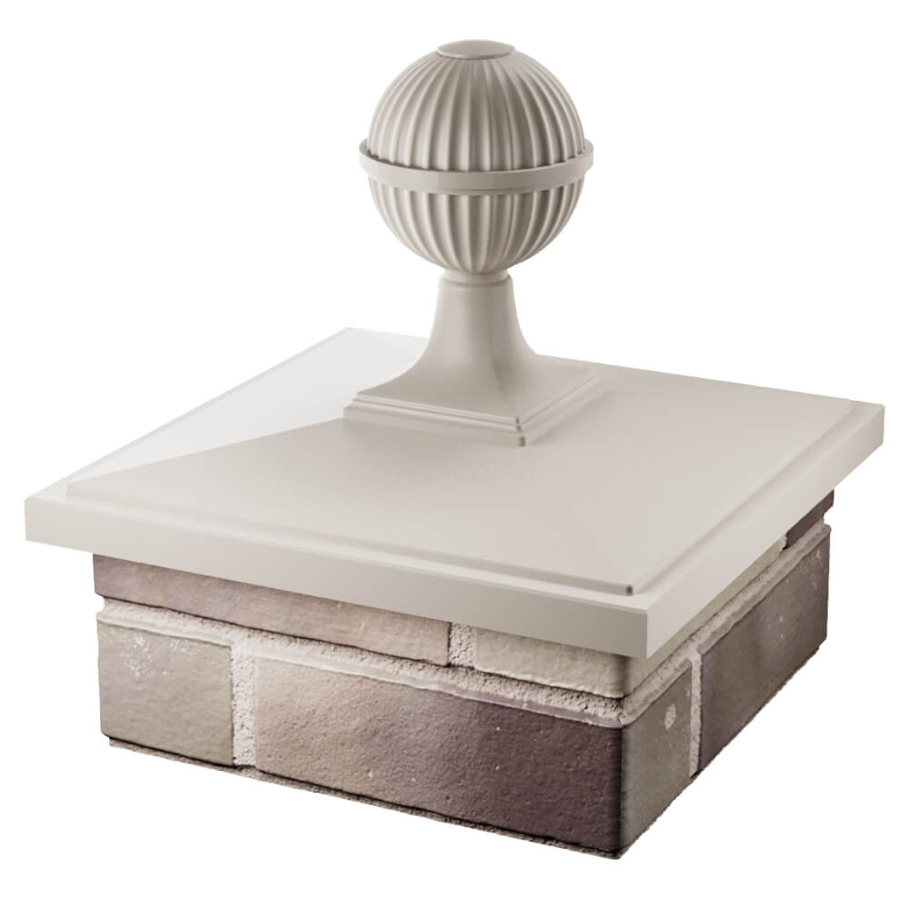 Колпак Zking БонаМоно Бежевый с шаром на столб 1.5х1.5 кирпича (385х385, 400х400мм) в сборе в Санкт-Петербурге фото