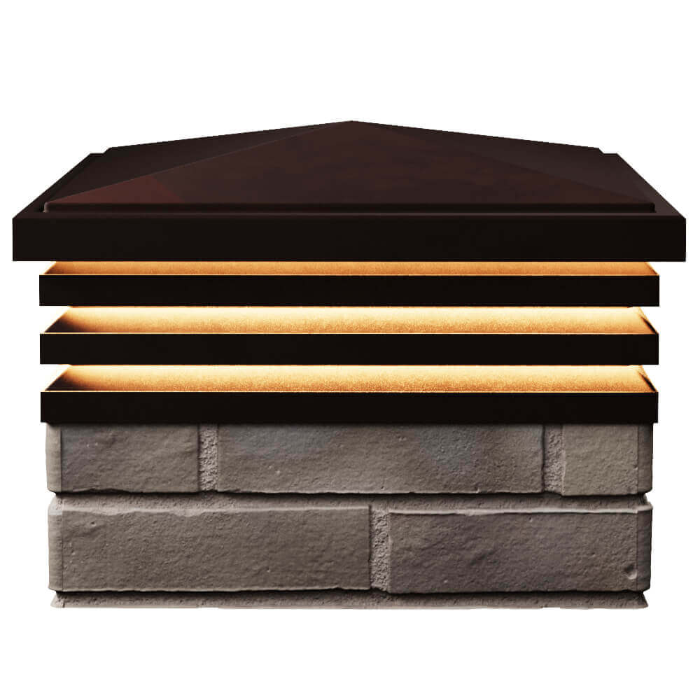 Колпак Zking Бона ХайТек Коричневый на столб 1.5х1.5 кирпича (385х385мм) с подсветкой в Санкт-Петербурге фото